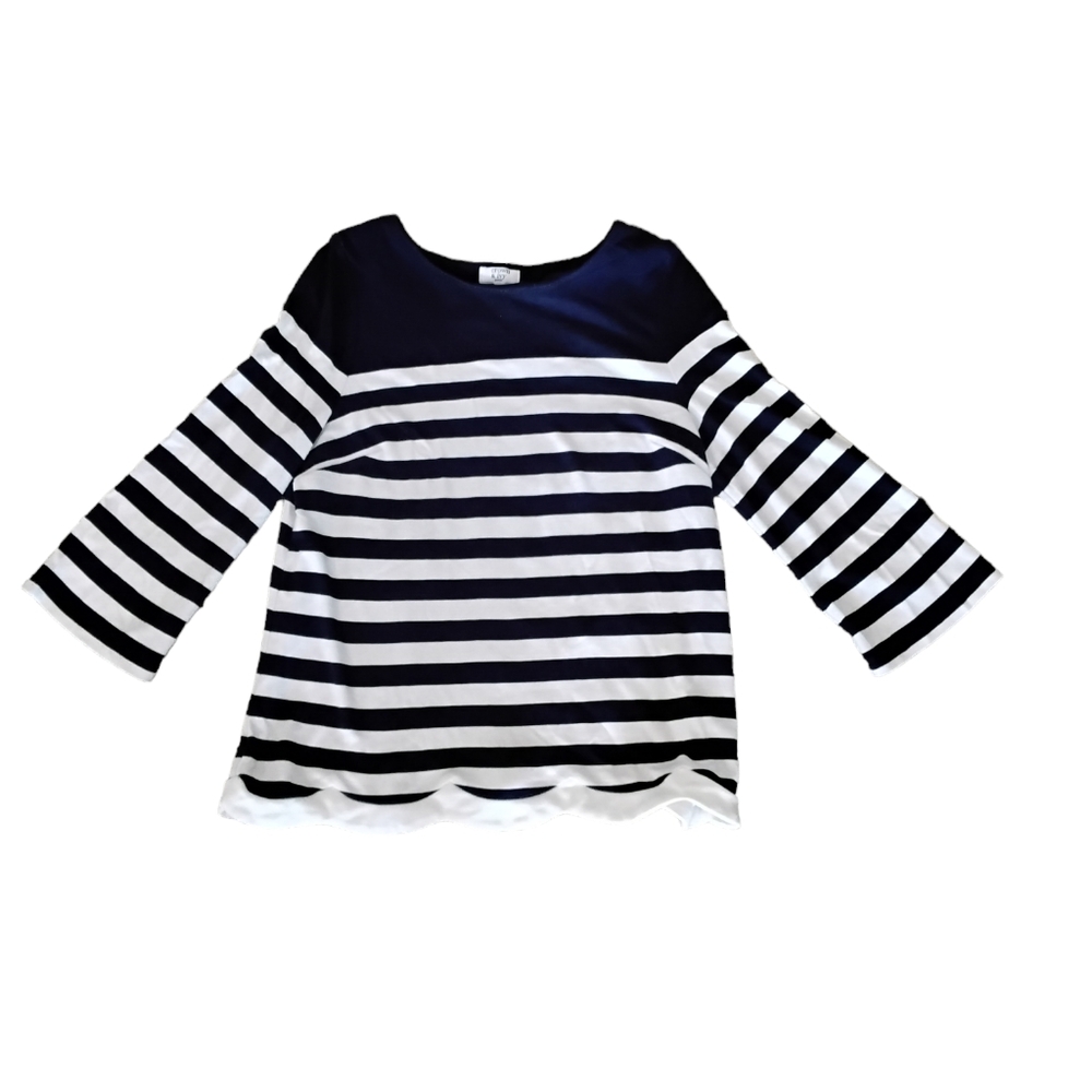 Crown & Ivy Top Womens Petite Small Preppy Casual Nautical Coastal Academia Boho